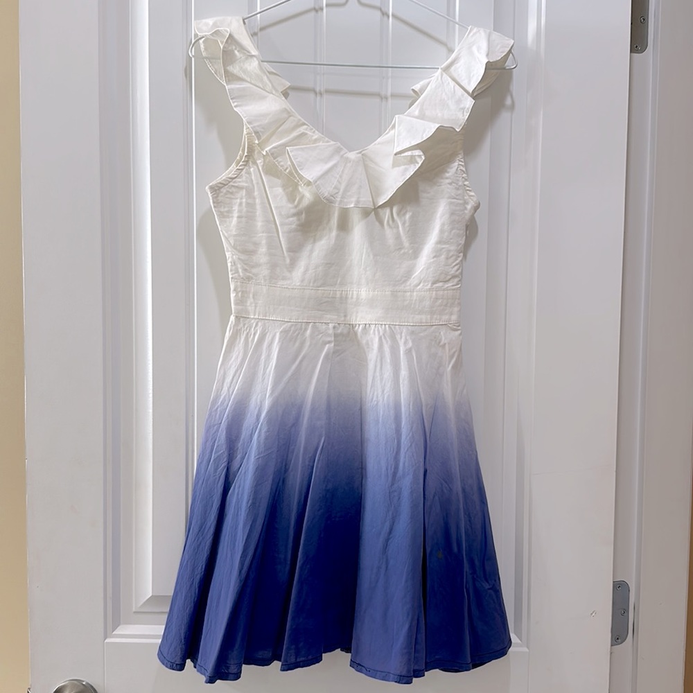 Ombré ruffle neck dress